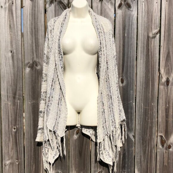 Free People Small Anthropologie Cardigan Sweater Knit Runaway Love Gray Top - Picture 7 of 13
